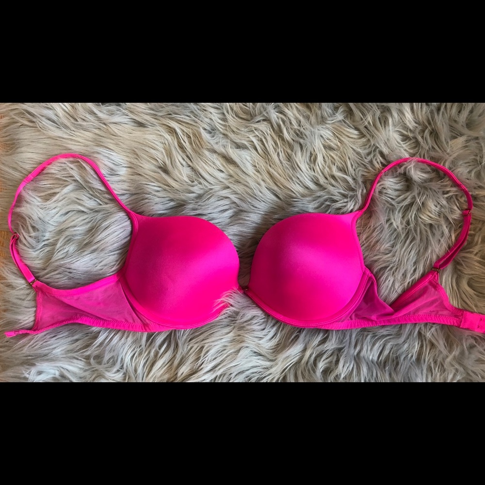 Hot pink VS push-up bra